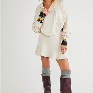 BNWT Free People Social Set Hoodie Skirt Natural Small